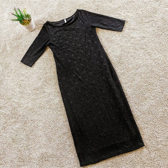 ⭐PinkBlush Midi Long Lace Fitted Black Dress Maternity Medium⭐ - Picture 2 of 8